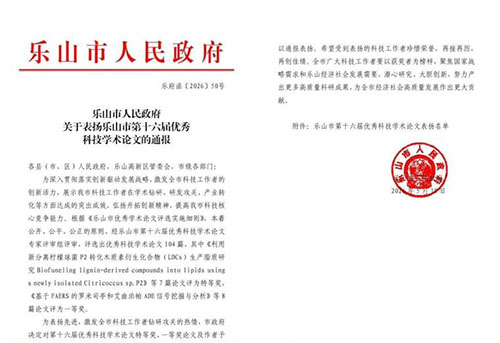 乐山一拉得公司论文荣获乐山市第十六届优秀科技学术论文一等奖